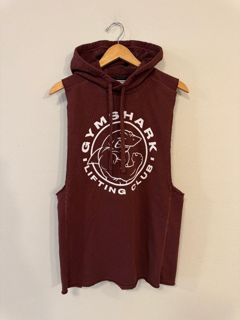 Gymshark Lifting Club Men's S Burgundy Sleeveless Hoodie Graphic Workout